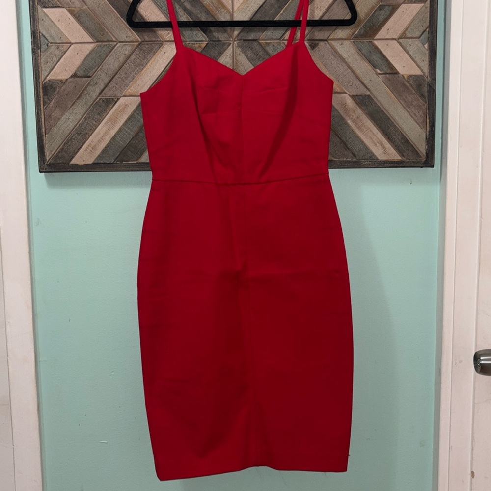 Banana Republic red midi- dress with back slit! Size 6.